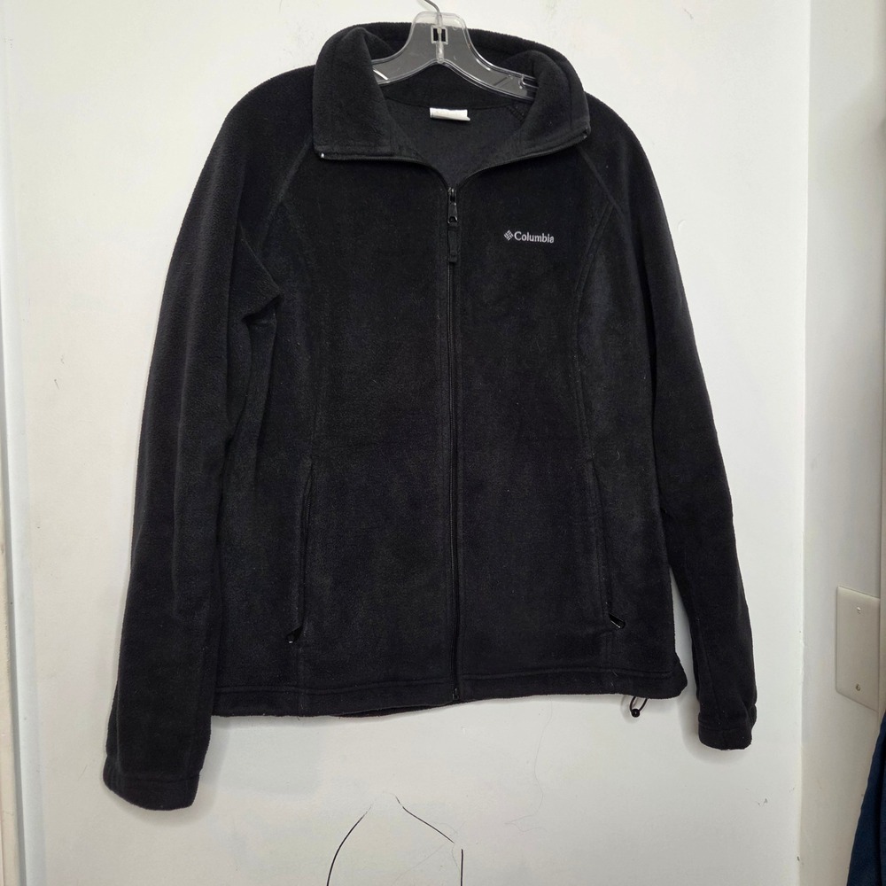 Columbia Benton Springs Full Zip Fleece Jacket Black Womens XL Mock Neck Outdoor